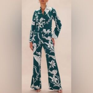 NWT Fashion Nova Teal Floral Pantsuit size XS
